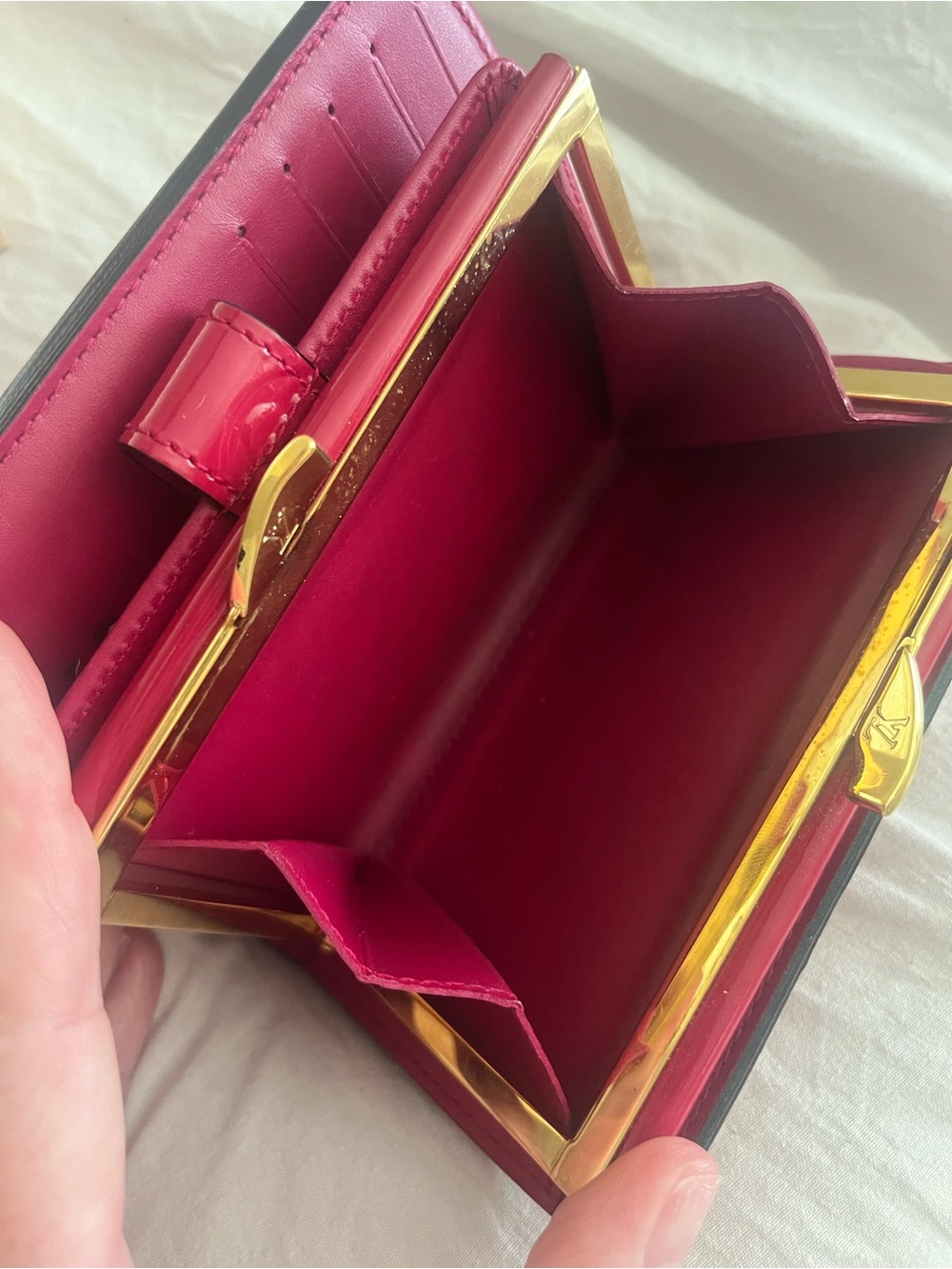 Authentic Louis Vuitton Portofeuille Viennois Kisslock Wallet Dark Pink - Picture 6 of 16
